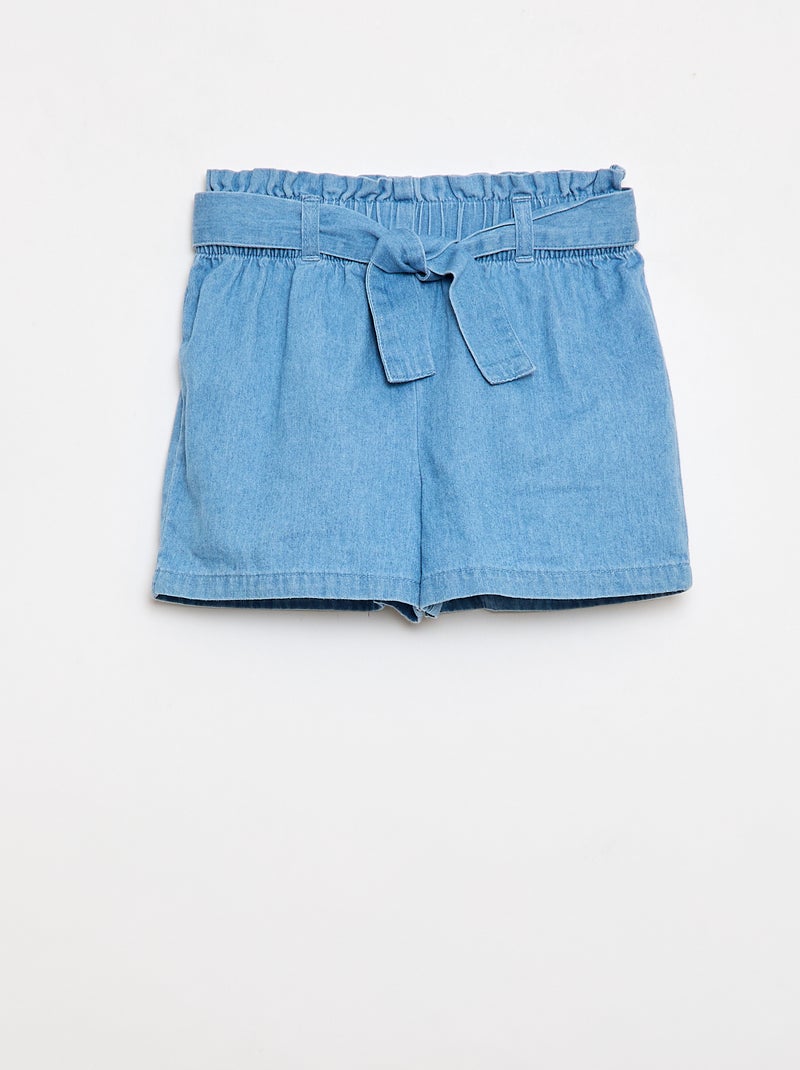 Lichtgewicht denim short met afneembare riem Blauw - Kiabi