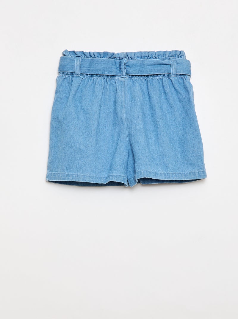 Lichtgewicht denim short met afneembare riem Blauw - Kiabi