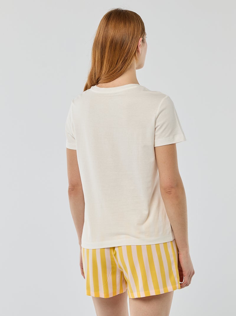 Lichtgewicht gestreepte pyjamaset top + short Geel - Kiabi