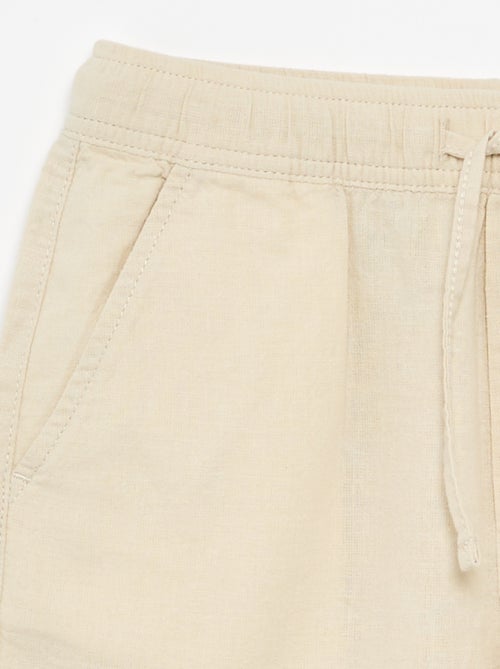 Lichtgewicht gestreepte short van linnenmix - Kiabi