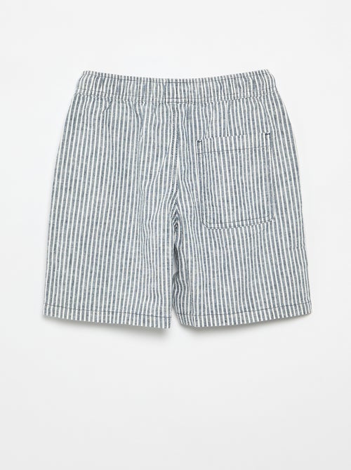 Lichtgewicht gestreepte short van linnenmix - Kiabi