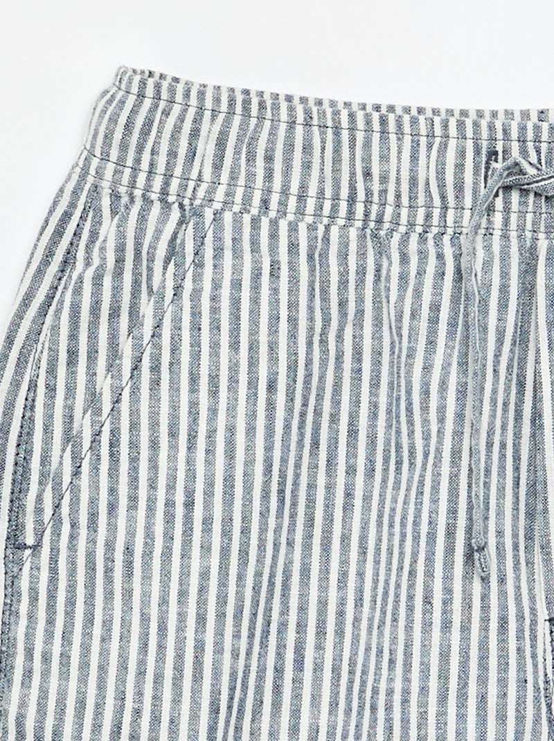 Lichtgewicht gestreepte short van linnenmix Blauw - Kiabi