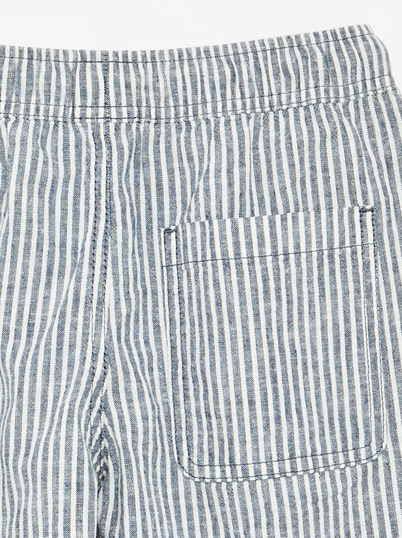 Lichtgewicht gestreepte short van linnenmix Blauw - Kiabi