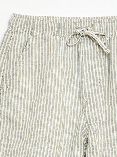 Lichtgewicht gestreepte short van linnenmix - Kiabi