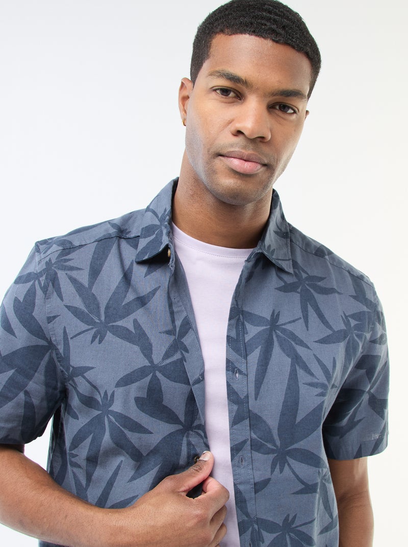 Lichtgewicht hemd met korte mouwen en motief Blauw - Kiabi