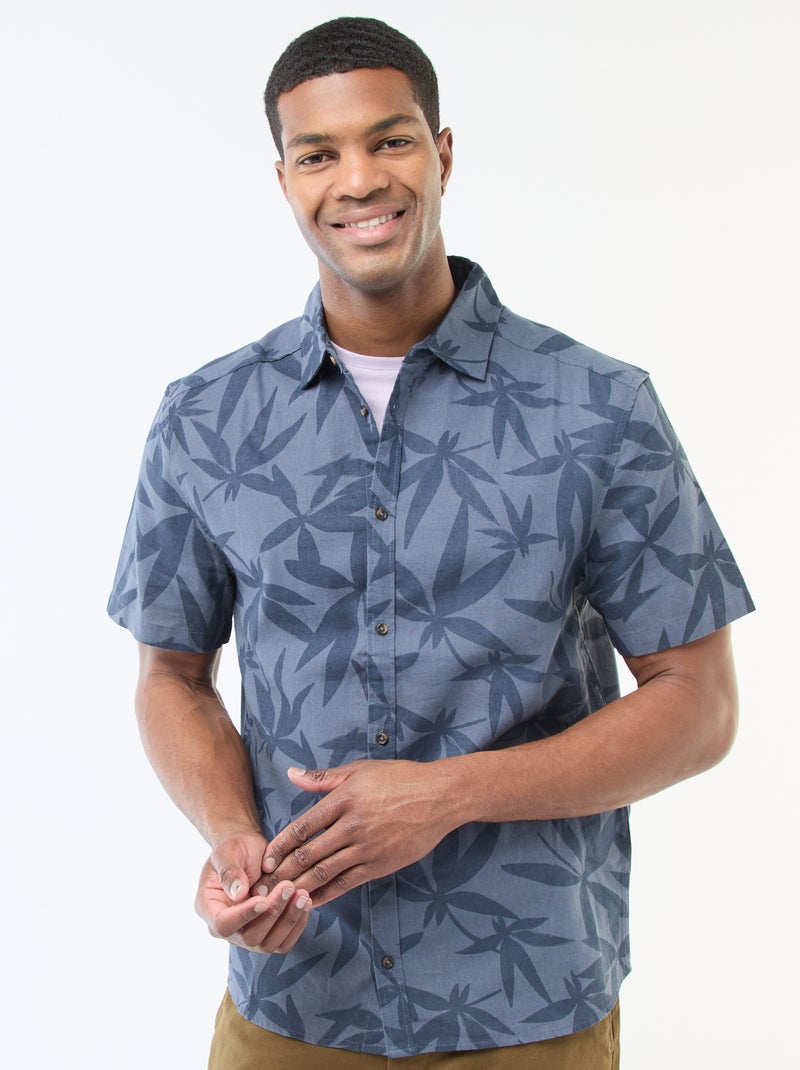 Lichtgewicht hemd met korte mouwen en motief Blauw - Kiabi