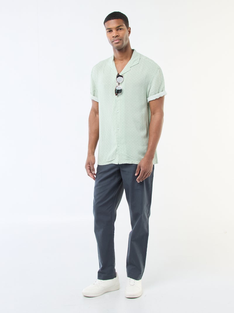 Lichtgewicht overhemd met korte mouwen en motief Groen - Kiabi