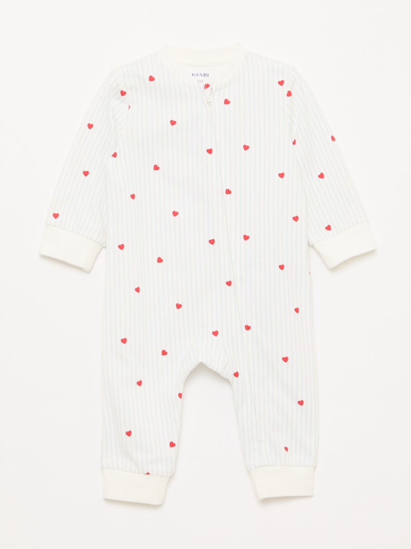 Lichtgewicht ribpyjama zonder voetjes Blauw - Kiabi