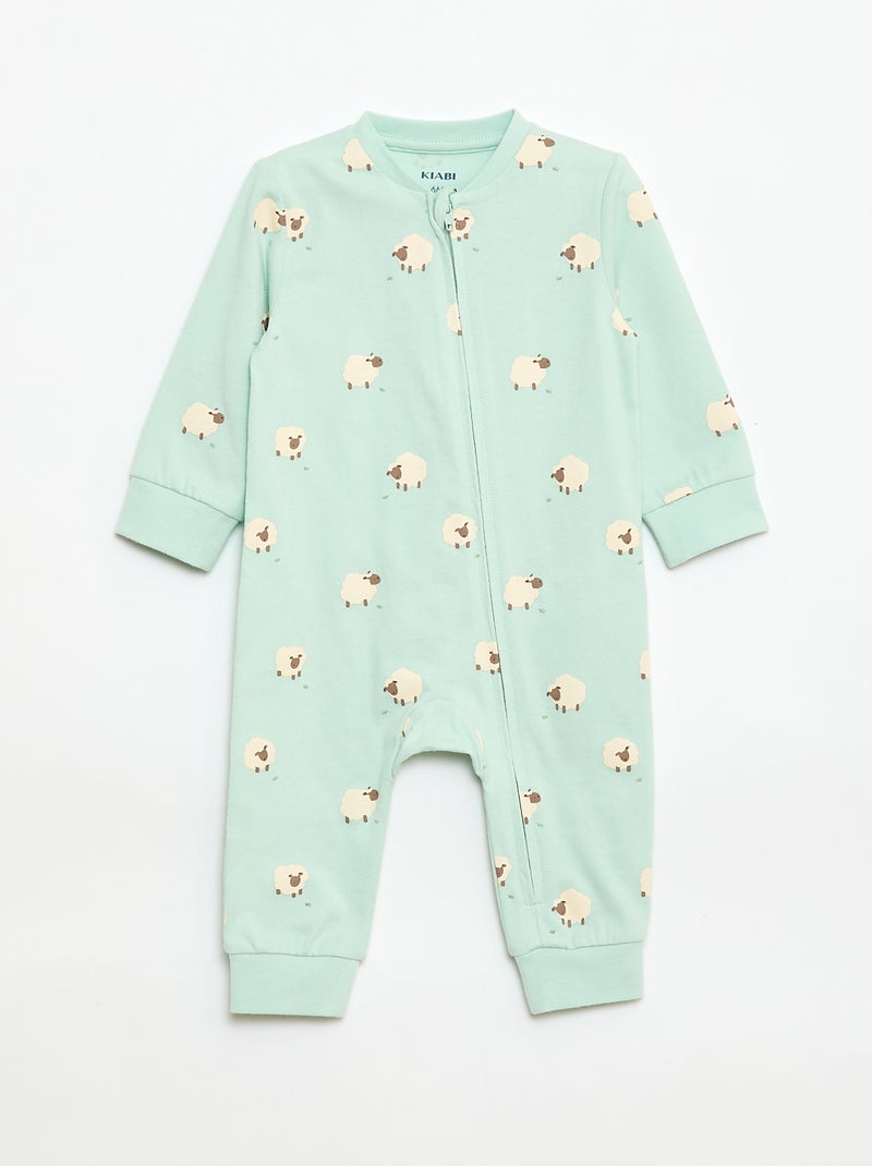 Lichtgewicht ribpyjama zonder voetjes Blauw - Kiabi