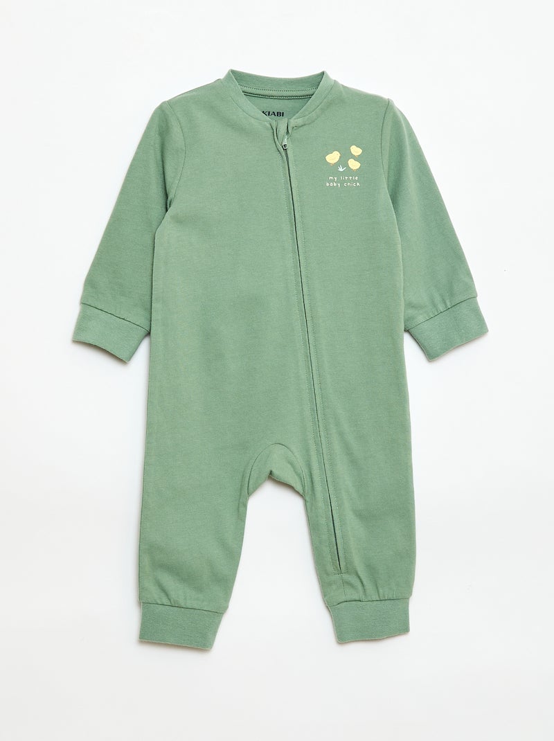 Lichtgewicht ribpyjama zonder voetjes Blauw - Kiabi