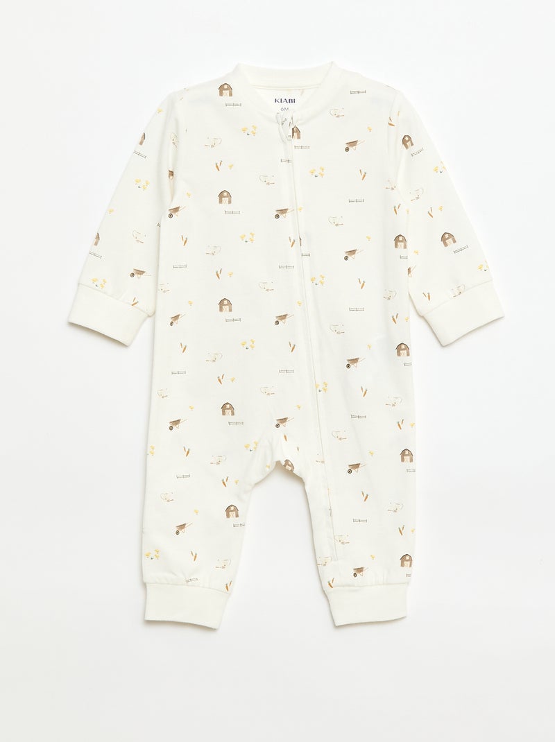 Lichtgewicht ribpyjama zonder voetjes Blauw - Kiabi