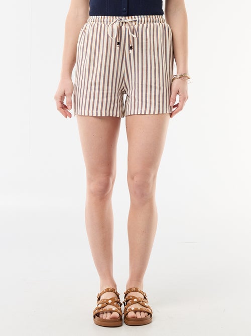 Lichtgewicht short met 2 zakken van linnenmix - Kiabi