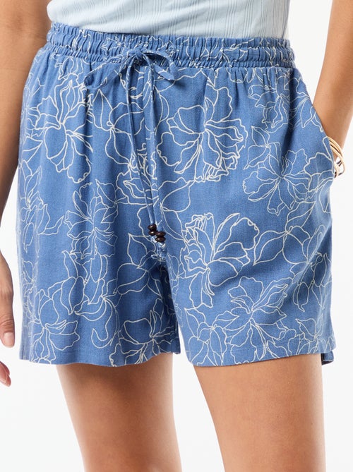 Lichtgewicht short met 2 zakken van linnenmix - Kiabi