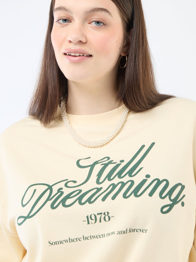 Lichtgewicht sweater van French Terry met opschrift Wit - Kiabi