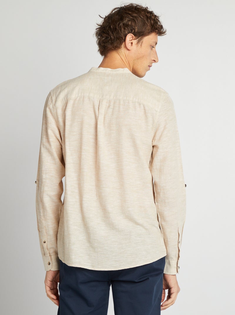 Liinnen overhemd met Maokraag BEIGE - Kiabi