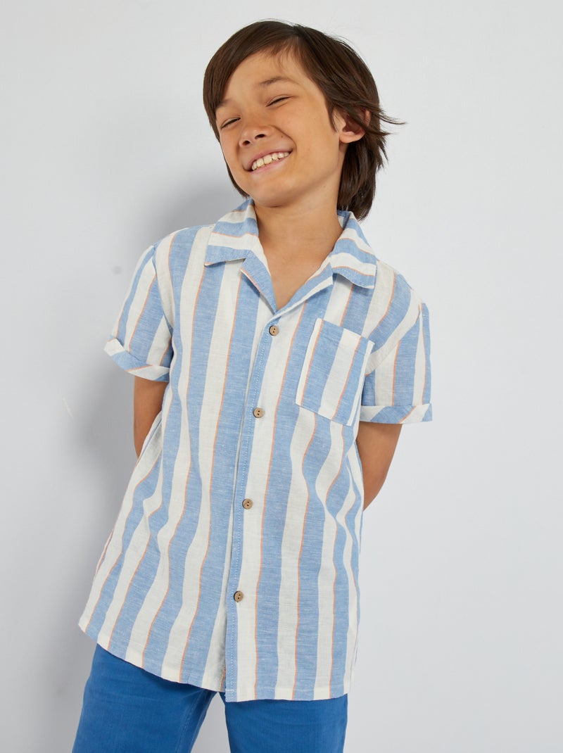 Linnen blouse met korte mouw WIT - Kiabi