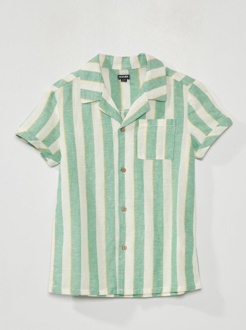 Linnen blouse met korte mouw WIT - Kiabi