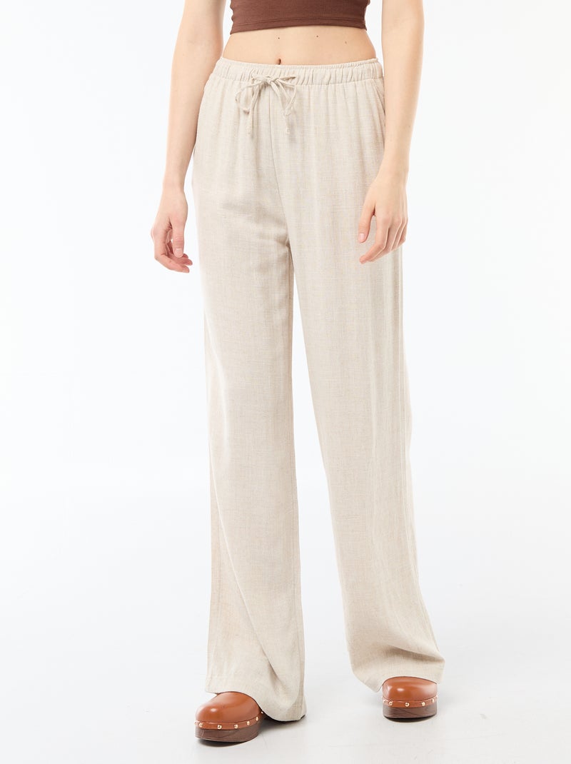 Linnen broek met 2 zakken Biege - Kiabi