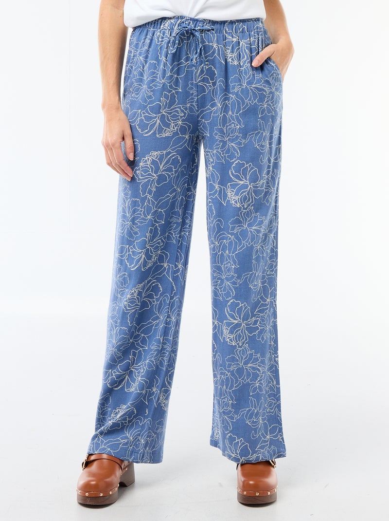 Linnen broek met 2 zakken Blauw - Kiabi