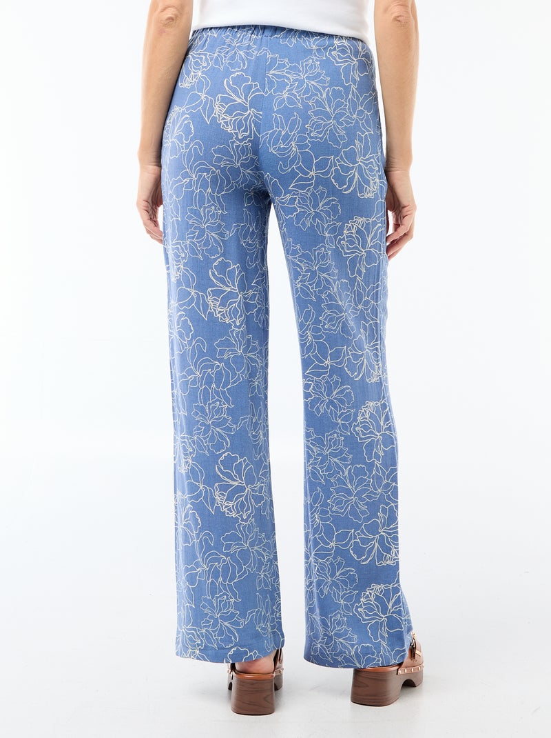 Linnen broek met 2 zakken Blauw - Kiabi