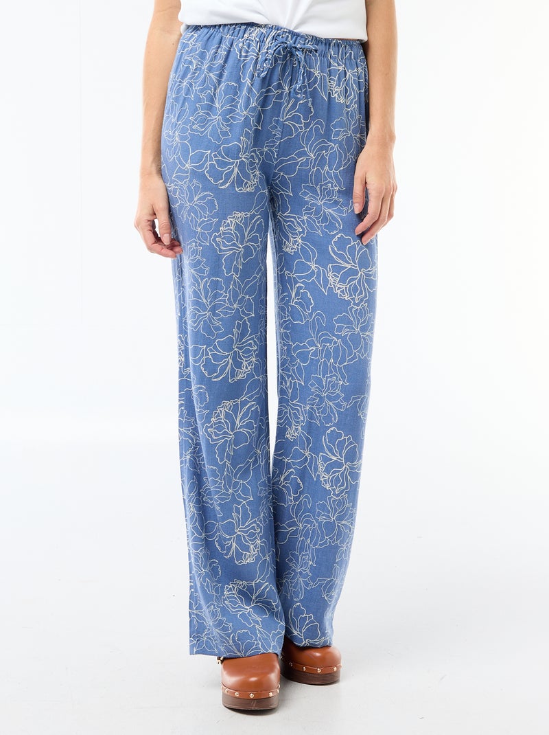 Linnen broek met 2 zakken Blauw - Kiabi
