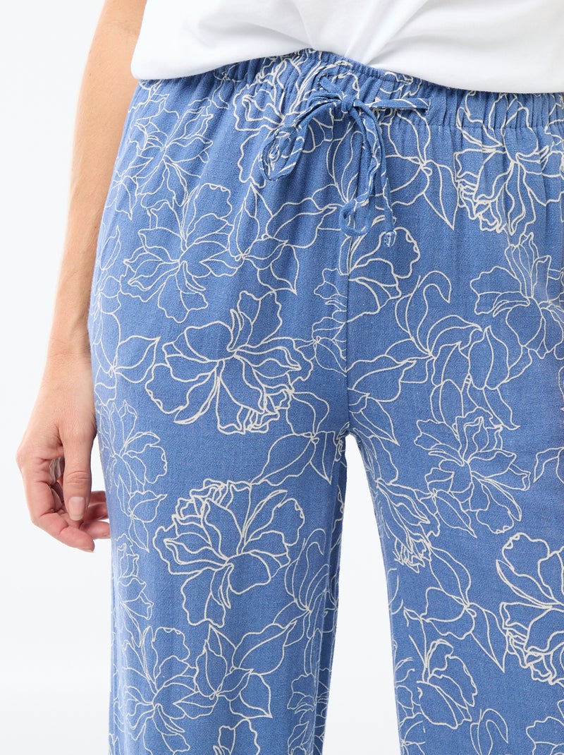 Linnen broek met 2 zakken Blauw - Kiabi