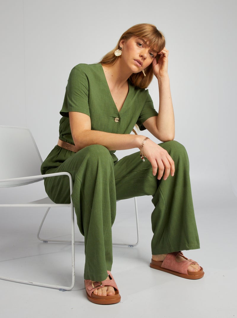 Linnen jumpsuit GROEN - Kiabi