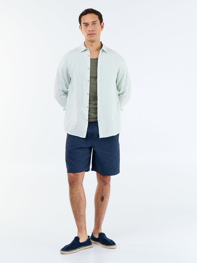 Linnen overhemd Blauw - Kiabi