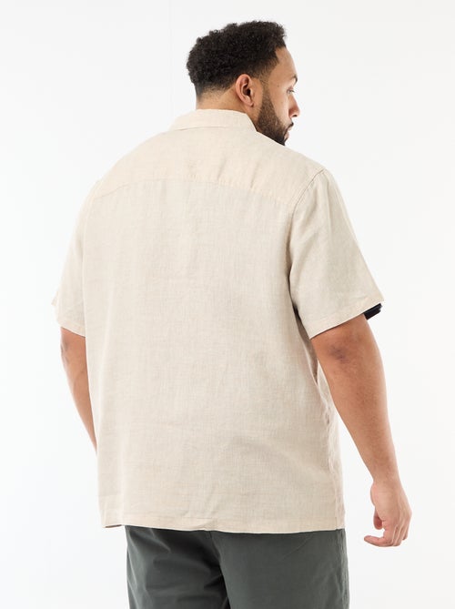 Linnen overhemd met korte mouwen - Kiabi