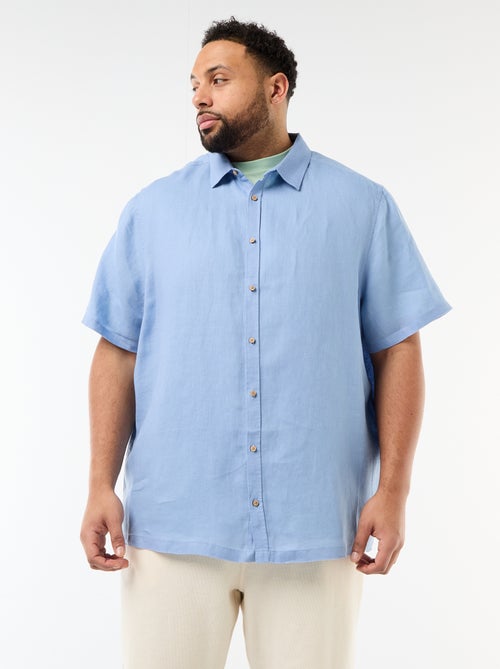 Linnen overhemd met korte mouwen - Kiabi