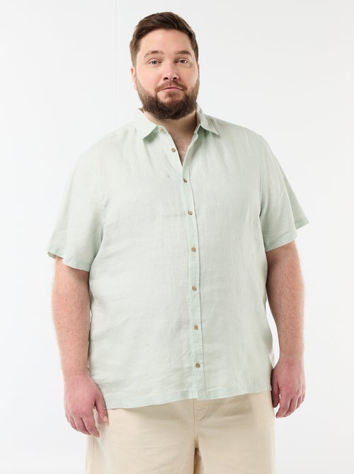 Linnen overhemd met korte mouwen - Kiabi