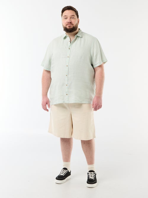 Linnen overhemd met korte mouwen - Kiabi