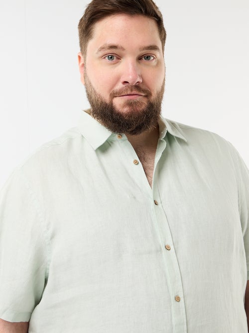 Linnen overhemd met korte mouwen - Kiabi