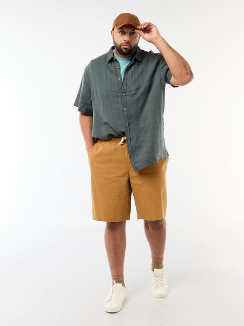 Linnen overhemd met korte mouwen - Kiabi