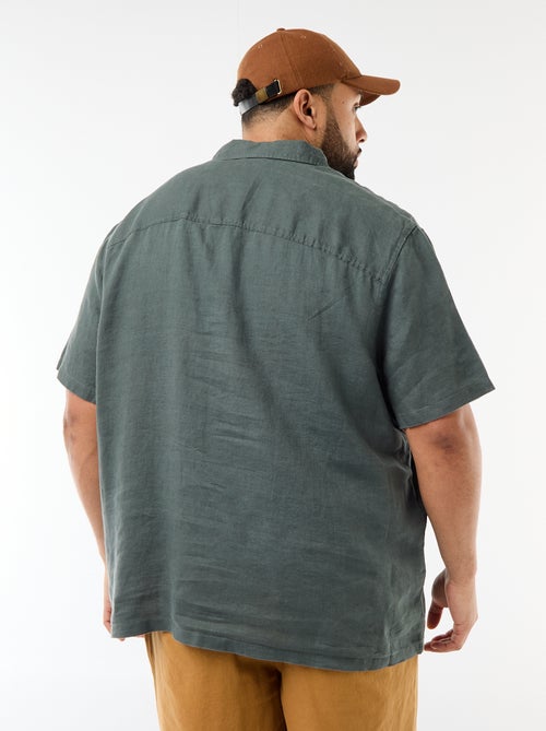 Linnen overhemd met korte mouwen - Kiabi