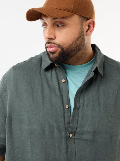 Linnen overhemd met korte mouwen - Kiabi