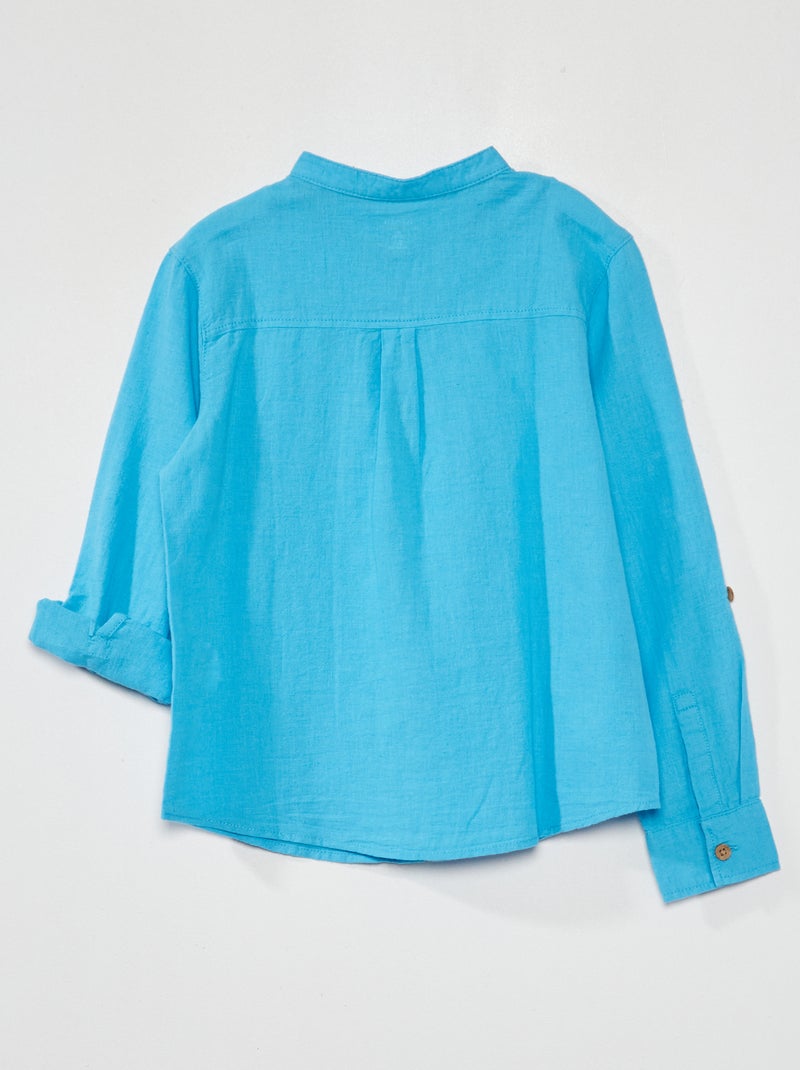 Linnen overhemd met maokraag BLAUW - Kiabi