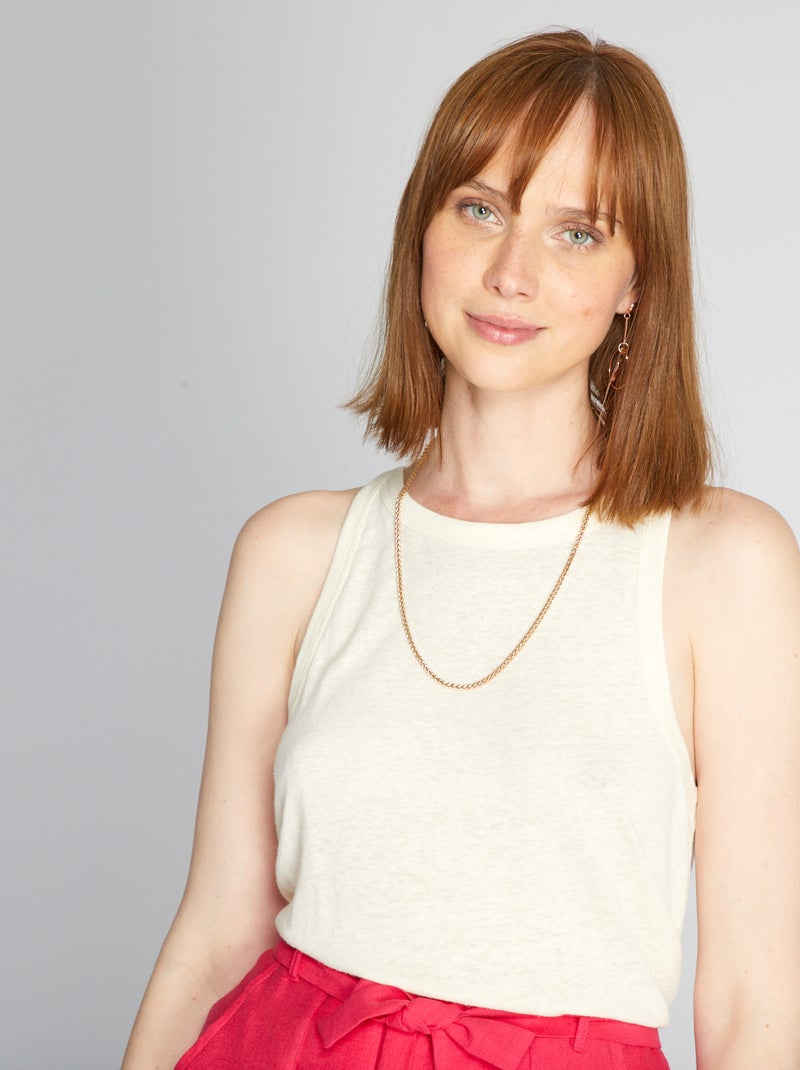 Linnen singlet in haltermodel beige - Kiabi