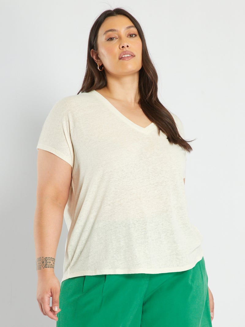 Linnen T-shirt BIEGE - Kiabi