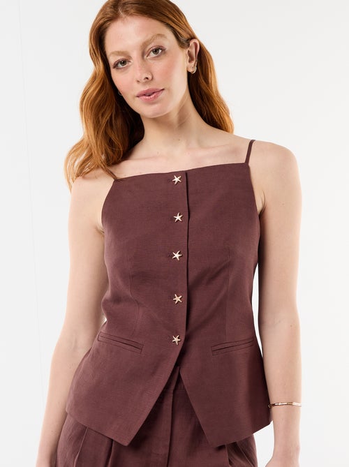 Linnen top in mouwloze jasstijl - Kiabi