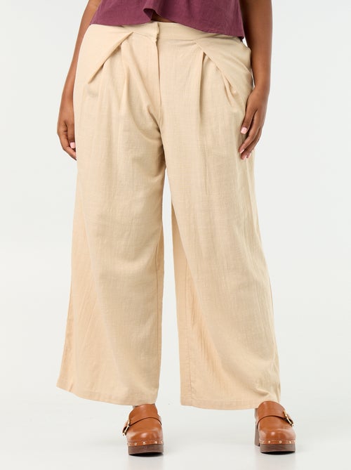 Linnenmix wide leg-broek - Kiabi