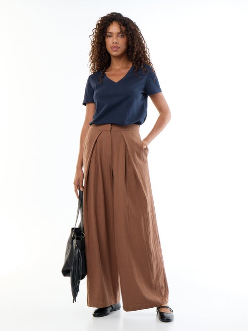 Linnenmix wide leg-broek - Kiabi