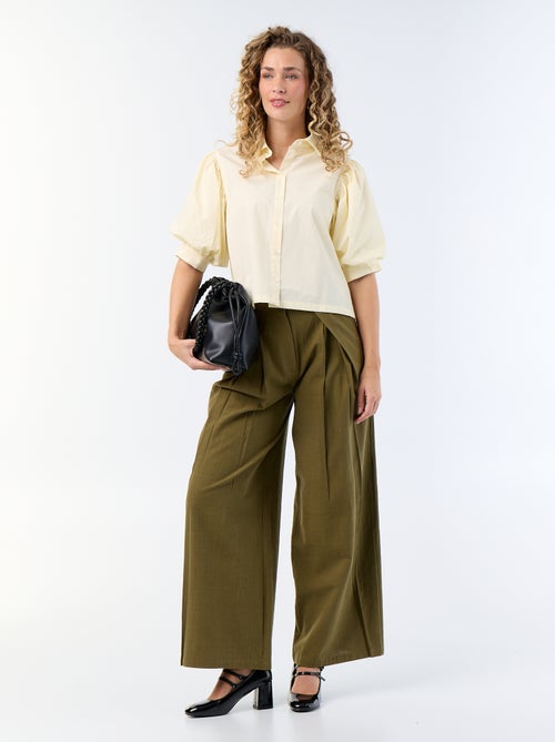 Linnenmix wide leg-broek - Kiabi