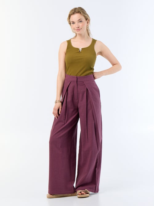 Linnenmix wide leg-broek - Kiabi