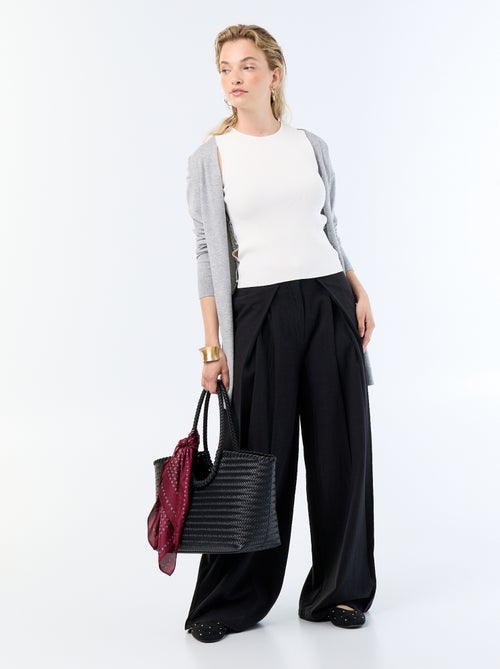 Linnenmix wide leg-broek - Kiabi