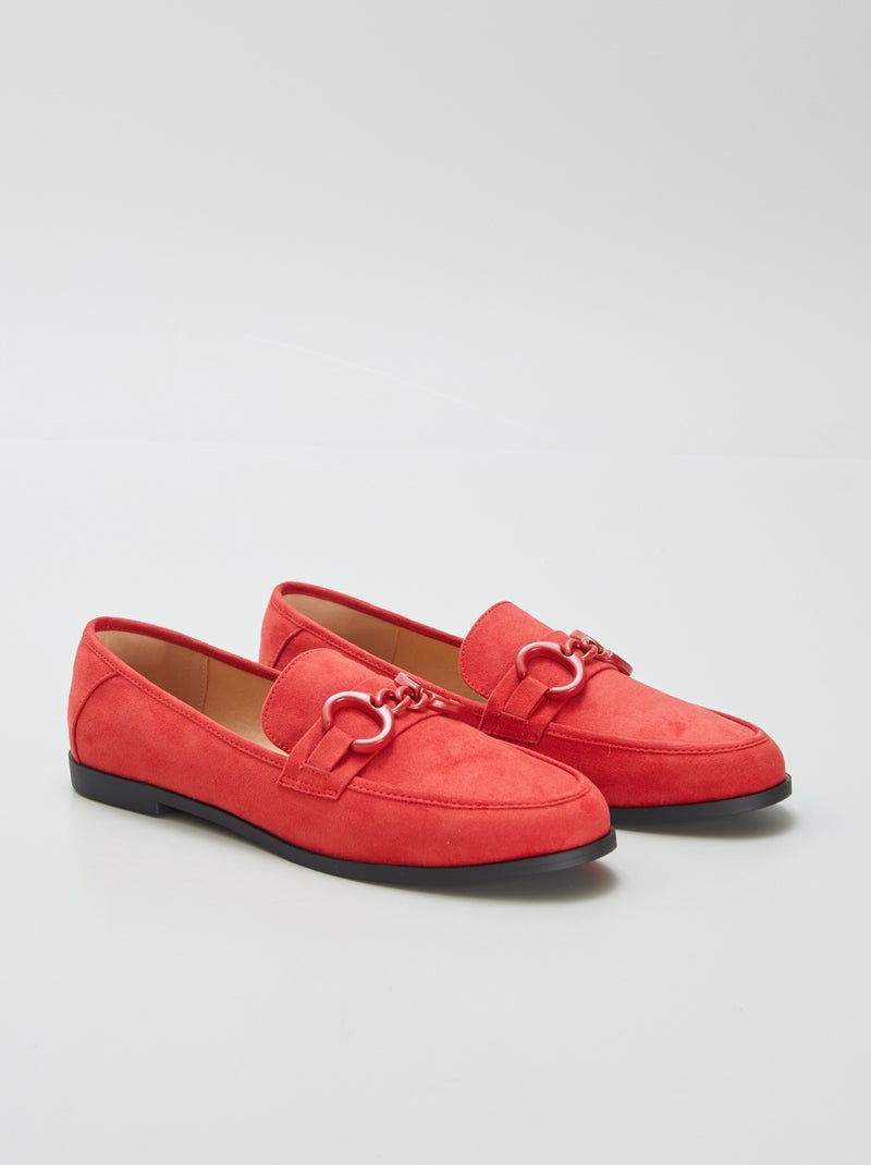 Loafers met gesp van suèdine ROOD - Kiabi