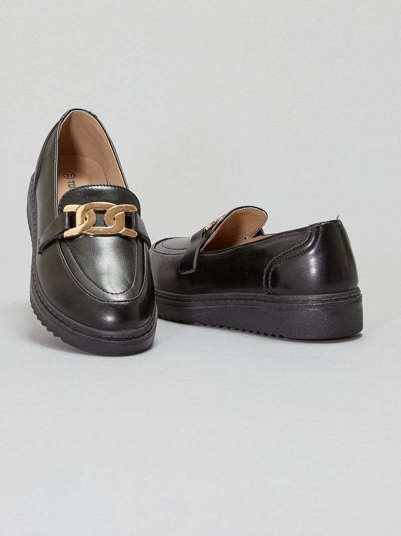 Loafers met goudkleurige gesp zwart - Kiabi