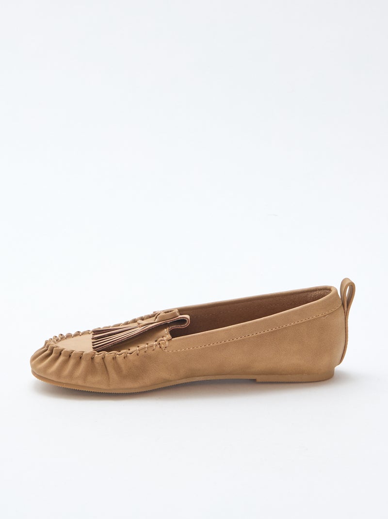 Loafers van suedine met franje Biege - Kiabi