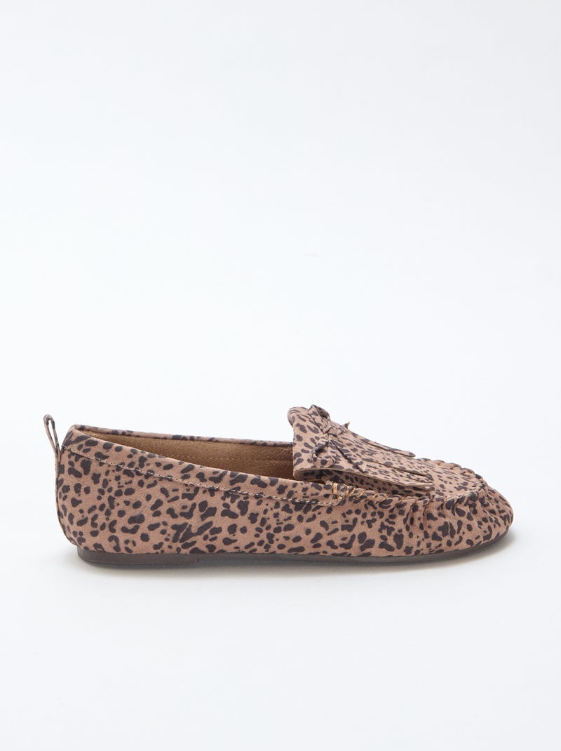 Loafers van suèdine met luipaardprint Bruin - Kiabi