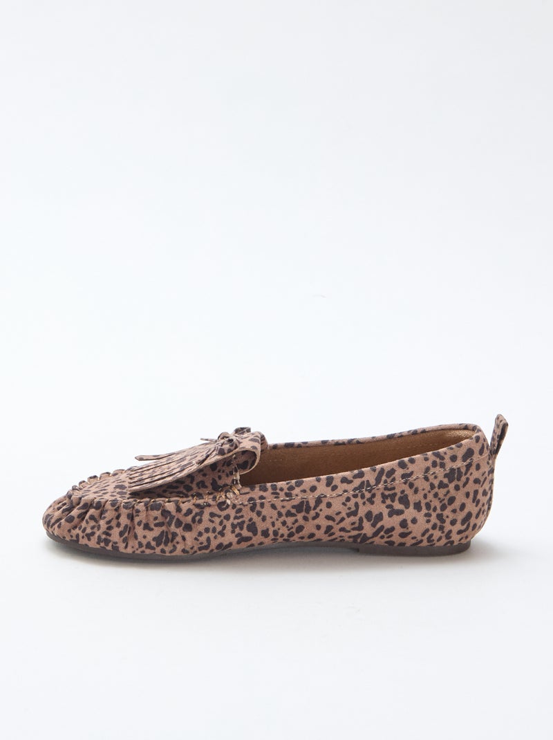 Loafers van suèdine met luipaardprint Bruin - Kiabi